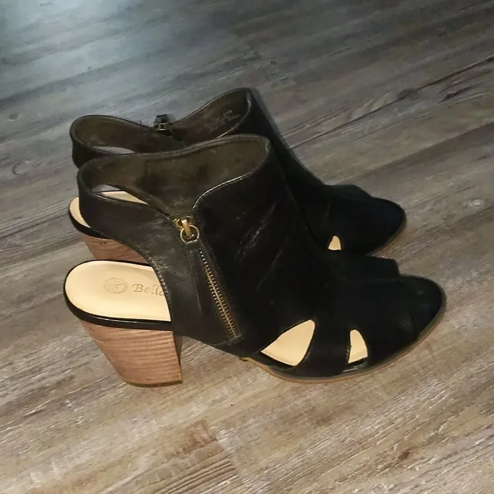 Bella-Vita black peektoe leather heeled shoes